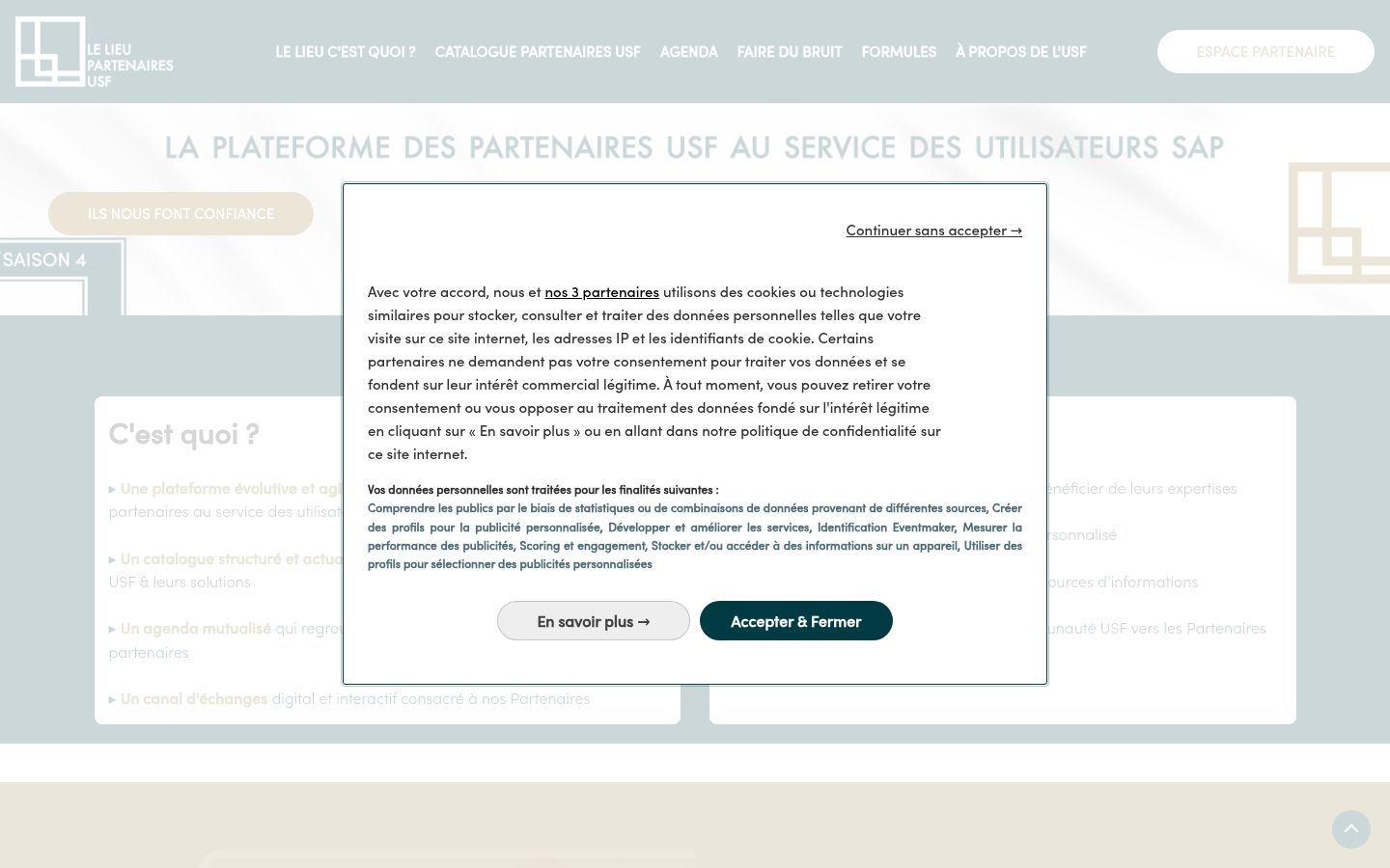 Screenshot del banner di consenso mostrato prima di qualsiasi interazione