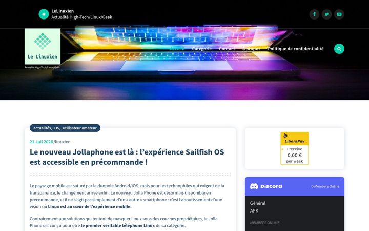 Screenshot of lelinuxien.fr