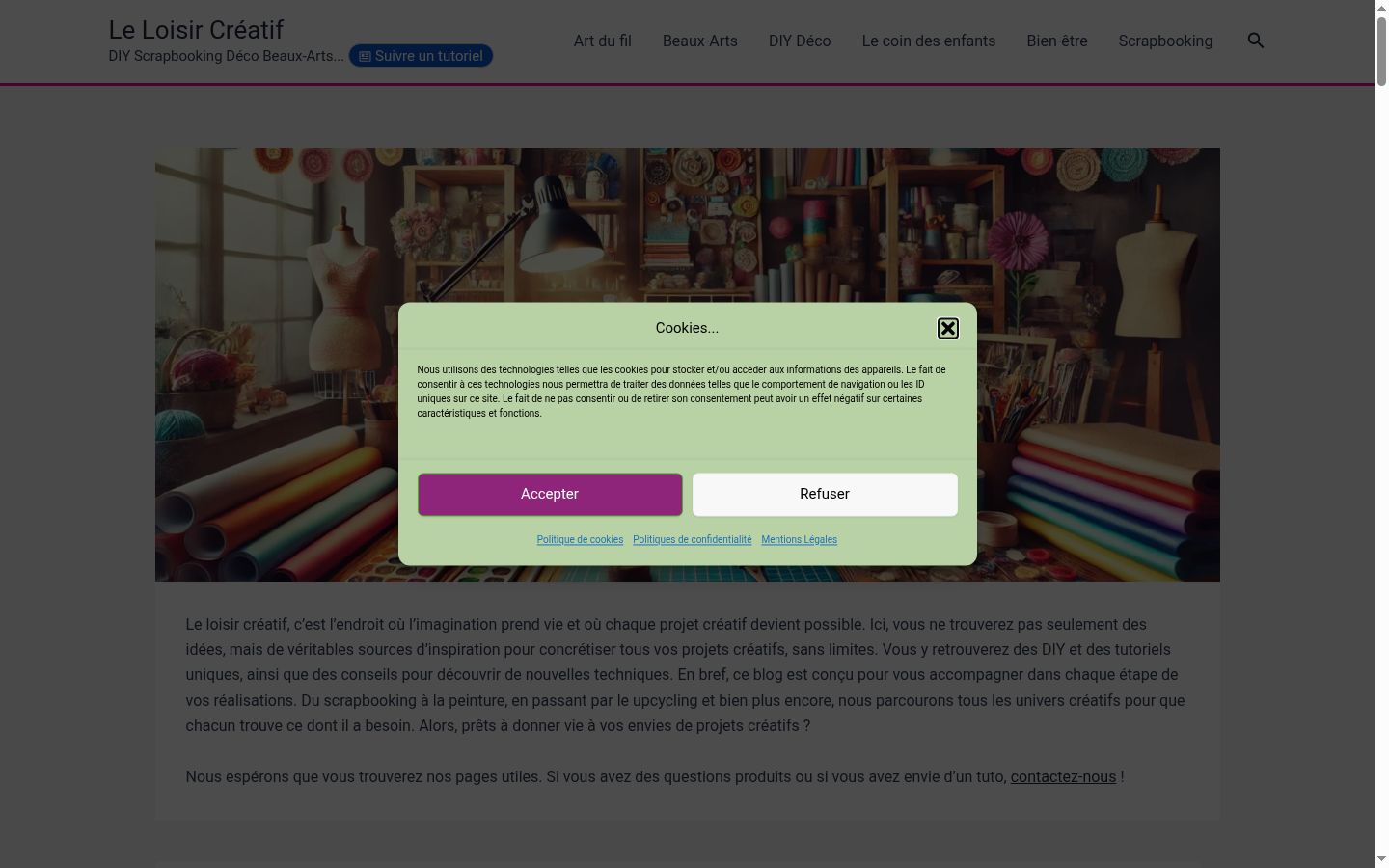 Screenshot del banner di consenso mostrato prima di qualsiasi interazione
