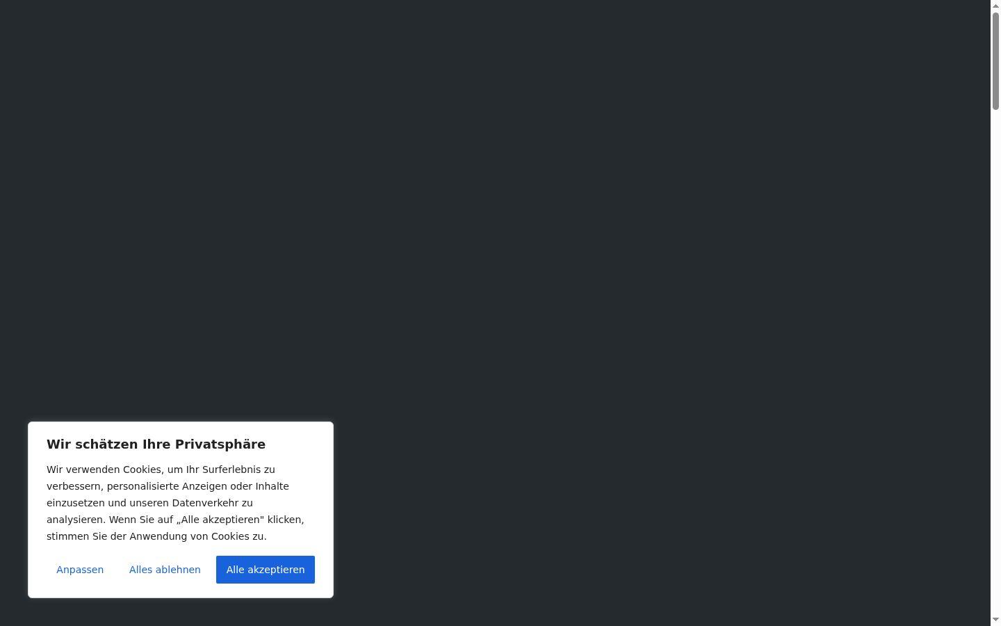 Screenshot del banner di consenso mostrato prima di qualsiasi interazione