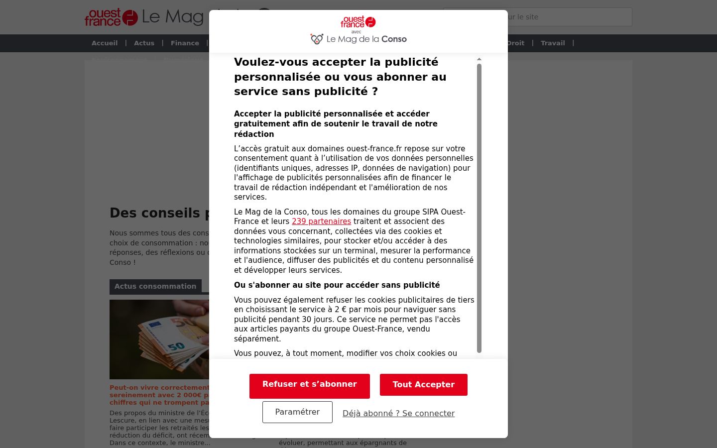 Captură de ecran a bannerului de consimțământ afișat înainte de orice interacțiune