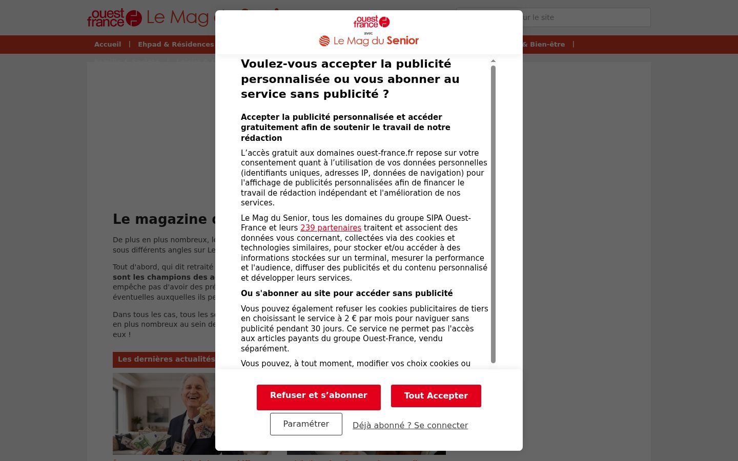 Screenshot del banner di consenso mostrato prima di qualsiasi interazione