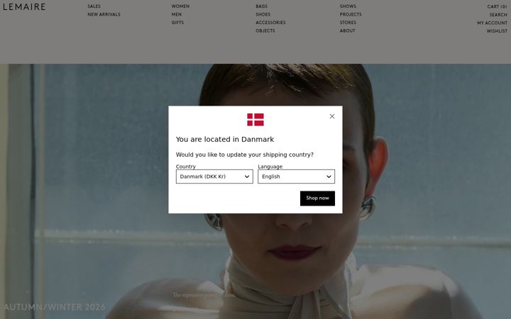 Screenshot di lemaire.fr