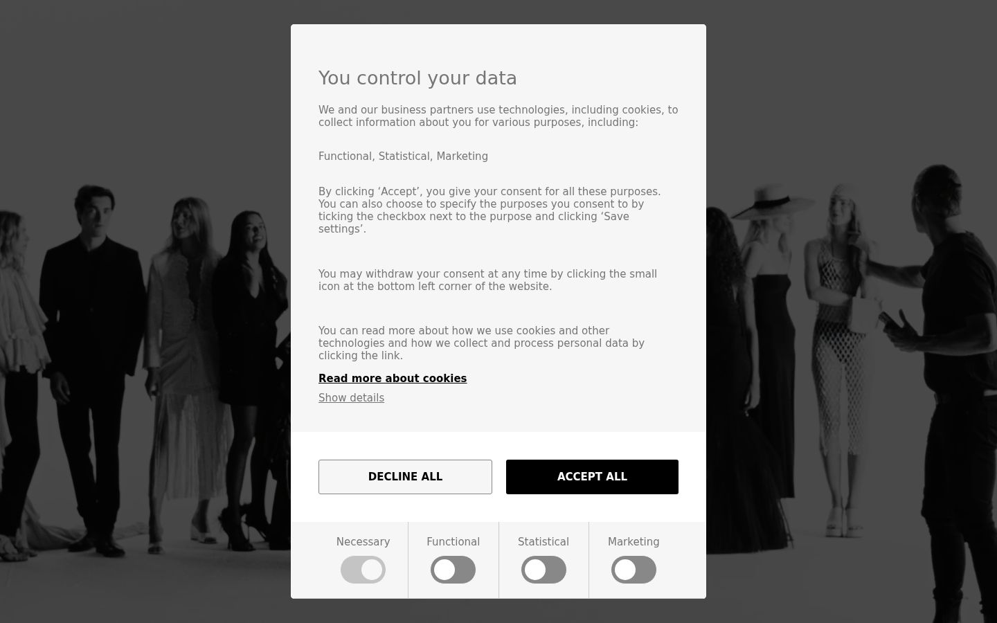 Capture d'écran de la bannière de consentement affichée avant toute interaction