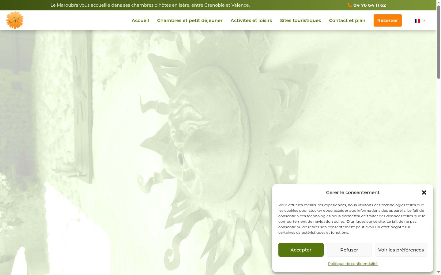 Screenshot del banner di consenso mostrato prima di qualsiasi interazione