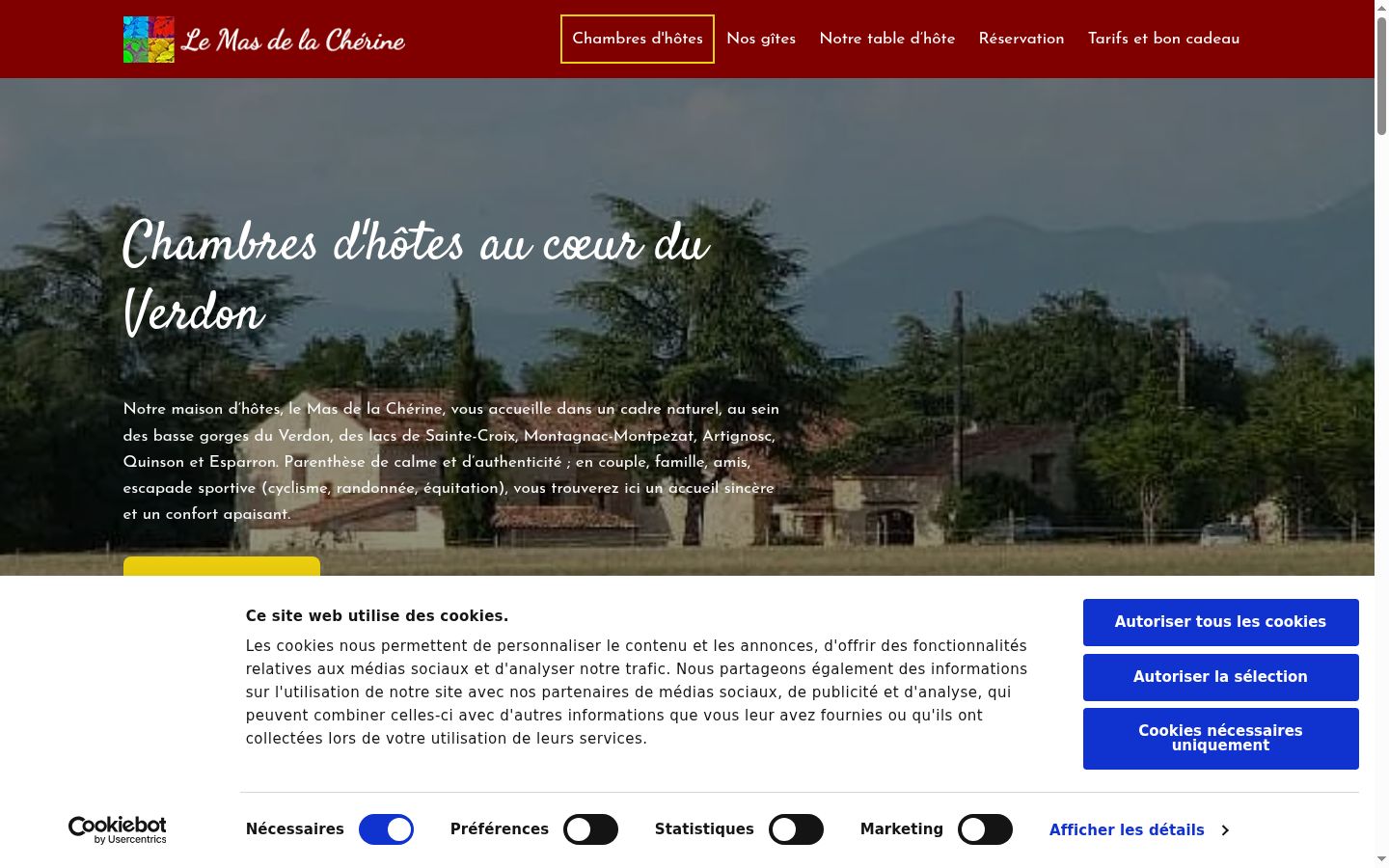 Screenshot of the consent banner shown before any interaction