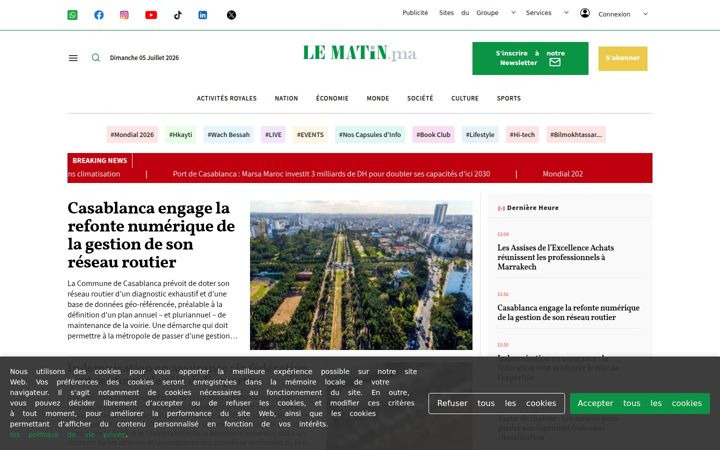 Screenshot of lematin.ma
