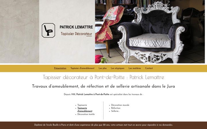 Screenshot of lemattrepatrick-tapissier.fr
