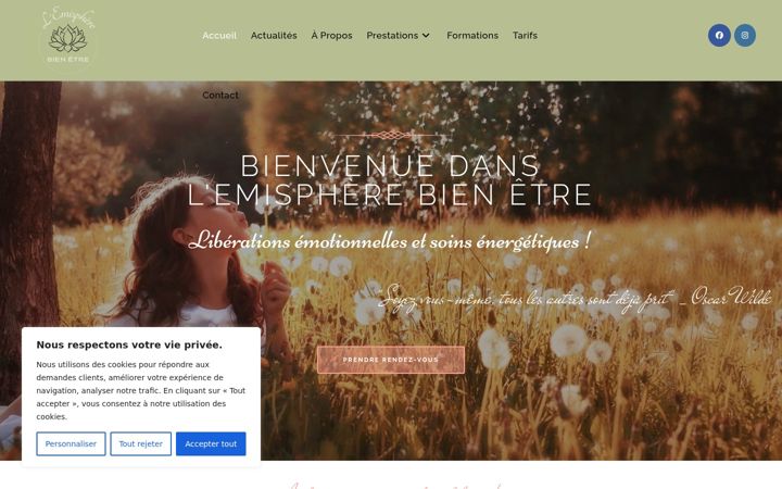 Screenshot of lemispherebienetre.fr
