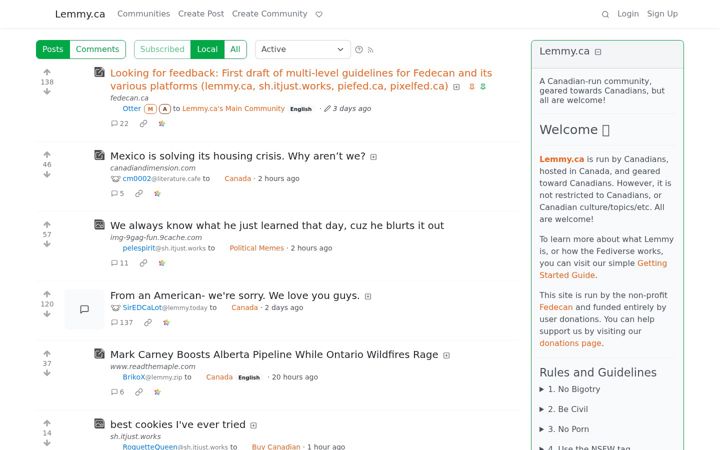 Screenshot of lemmy.ca