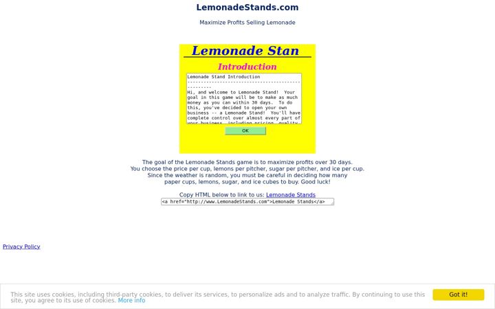 Screenshot of lemonadestands.com