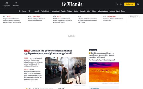 Screenshot of lemonde.fr