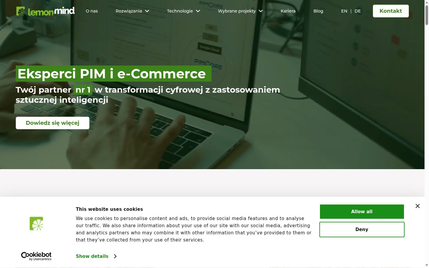 Screenshot del banner di consenso mostrato prima di qualsiasi interazione