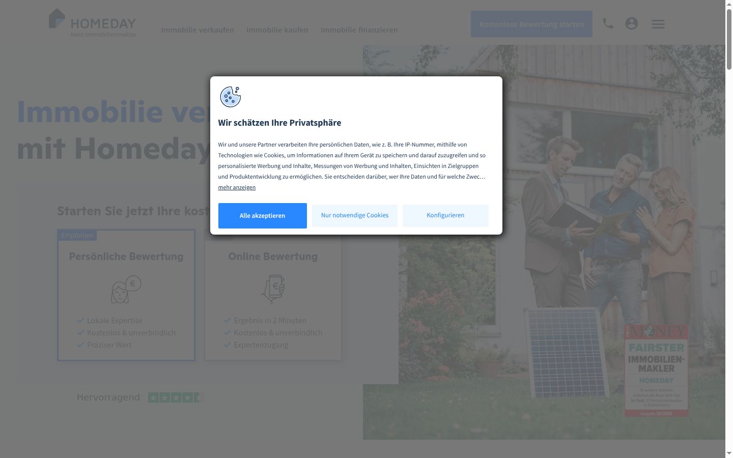 Screenshot del banner di consenso mostrato prima di qualsiasi interazione