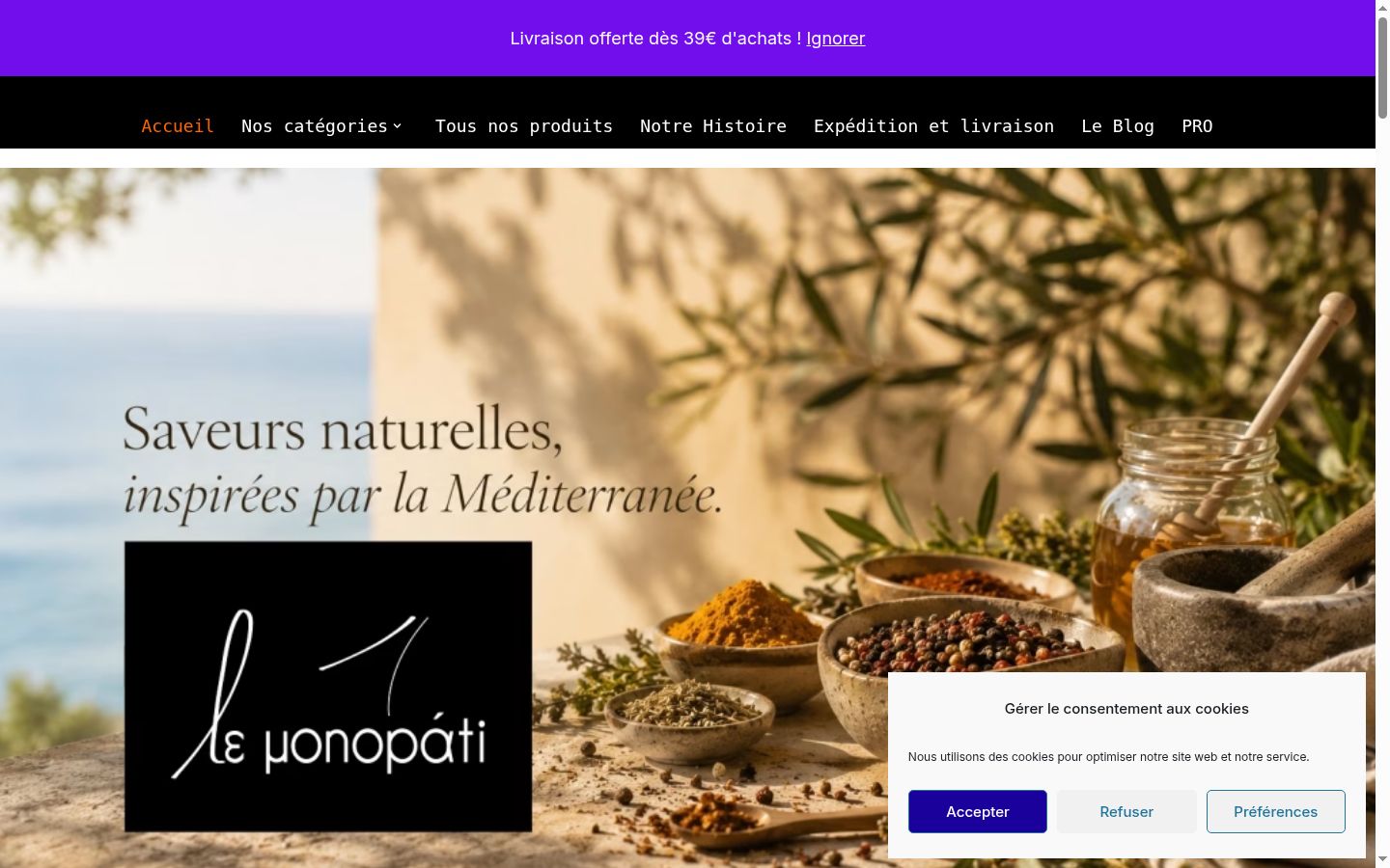 Screenshot del banner di consenso mostrato prima di qualsiasi interazione