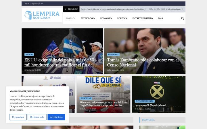 Screenshot of lempiranoticias.com