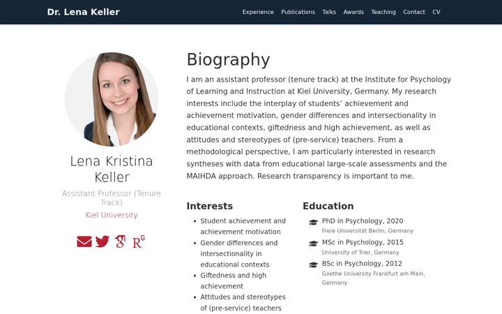 Screenshot of lenakristinakeller.com