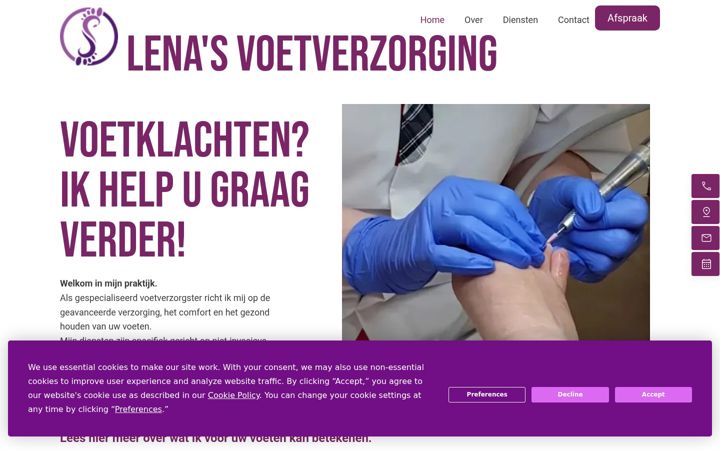 Screenshot of lenasvoetverzorging.be