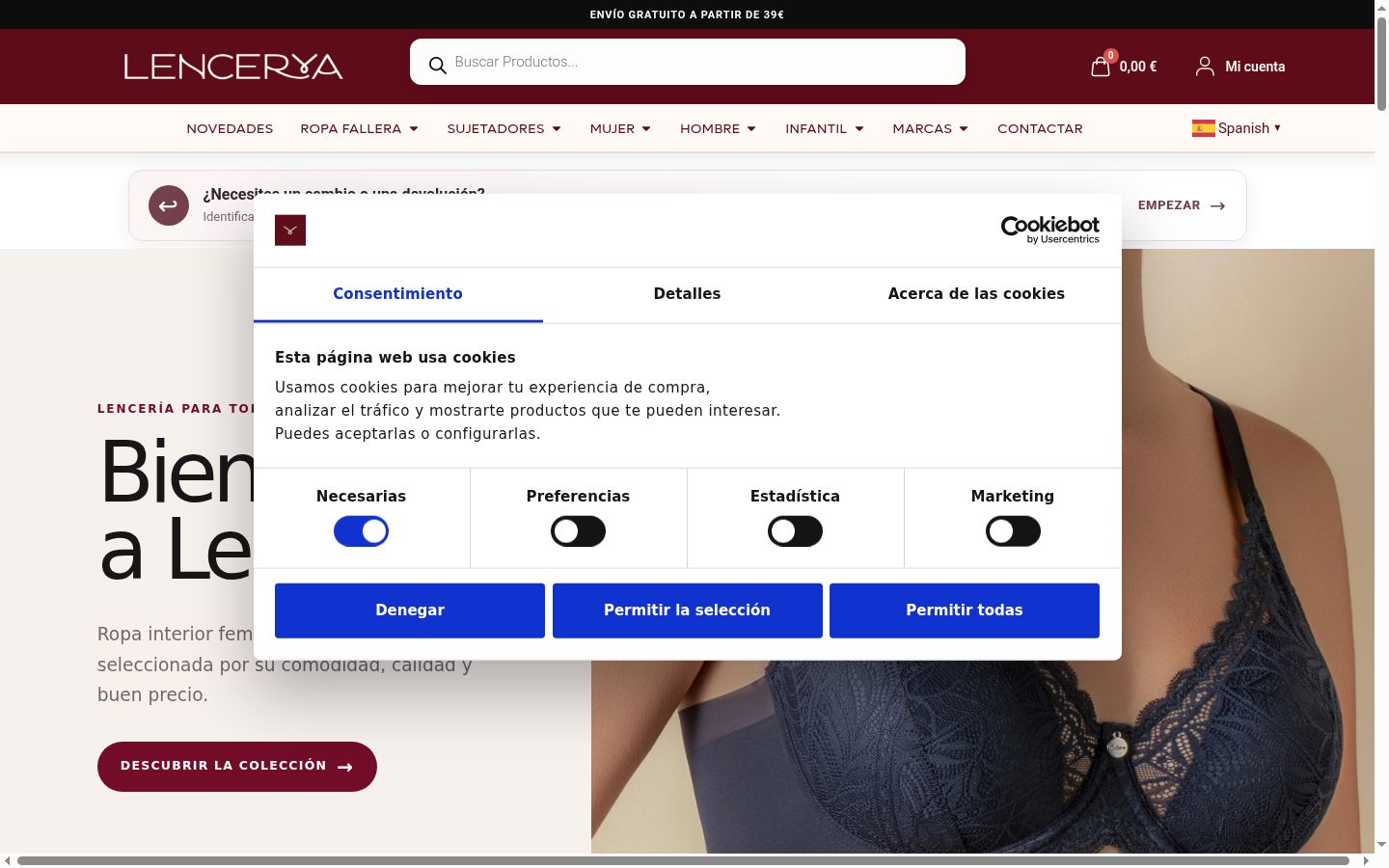 Screenshot of the consent banner shown before any interaction