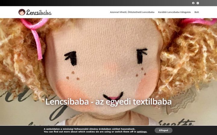 Screenshot von lencsibaba.hu
