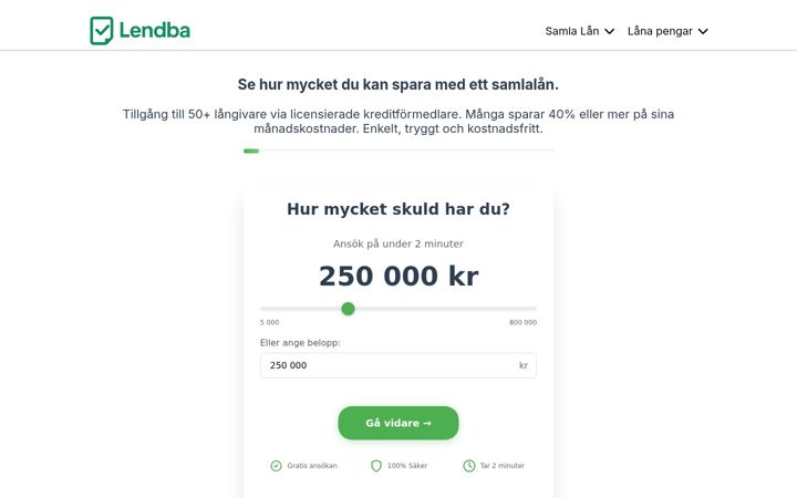 Screenshot of lendba.se