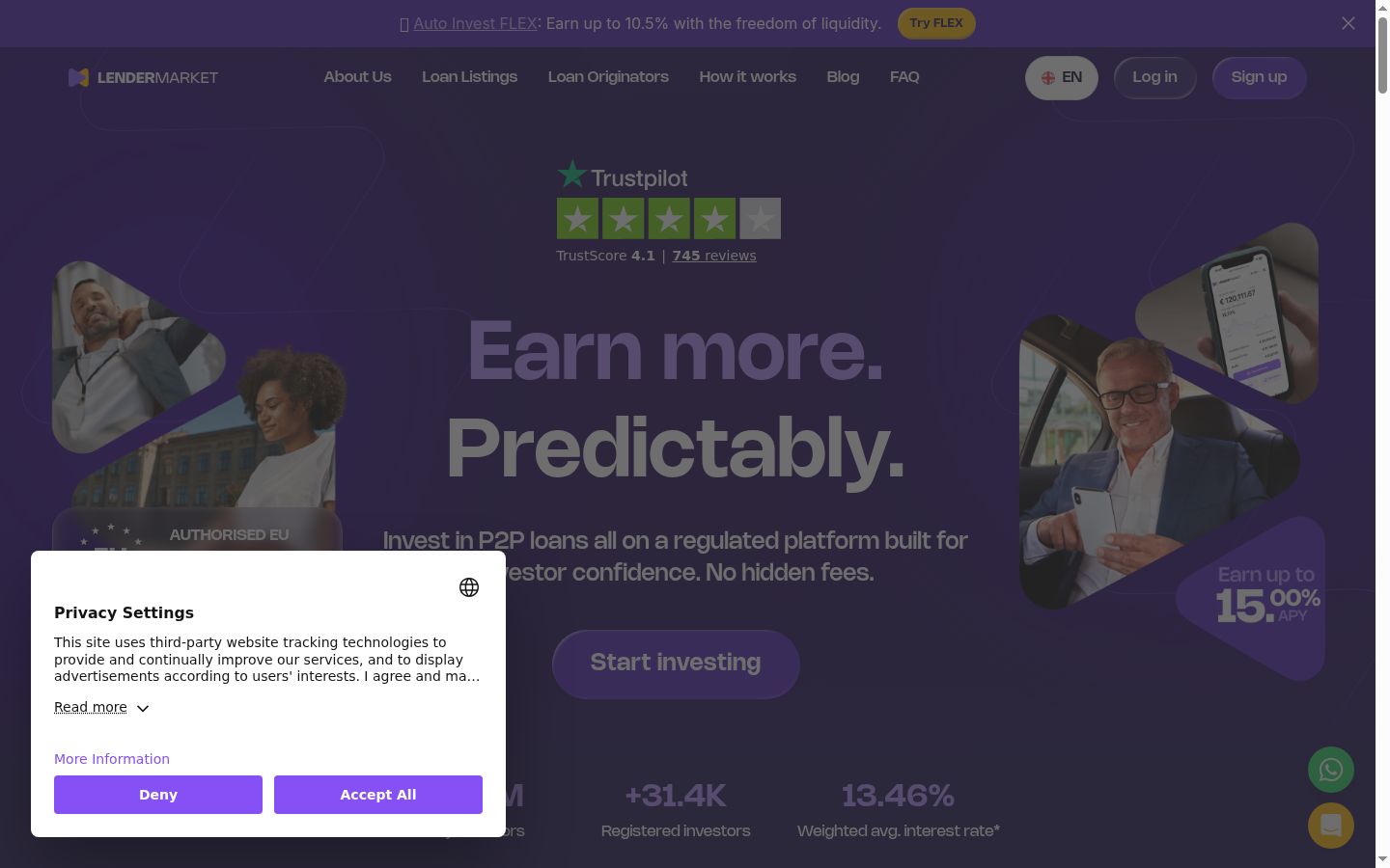 Screenshot del banner di consenso mostrato prima di qualsiasi interazione
