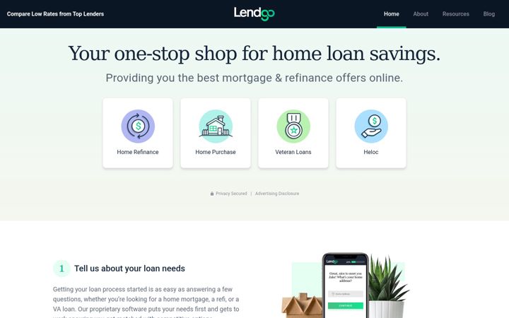 Captură de ecran a lendgo.com