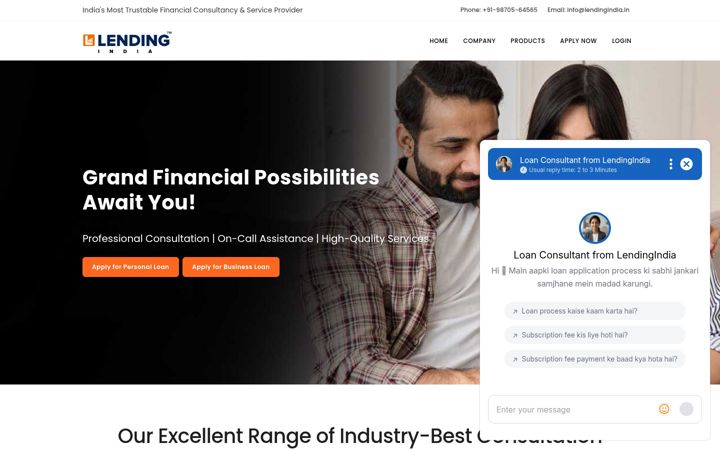 Screenshot ta' lendingindia.in