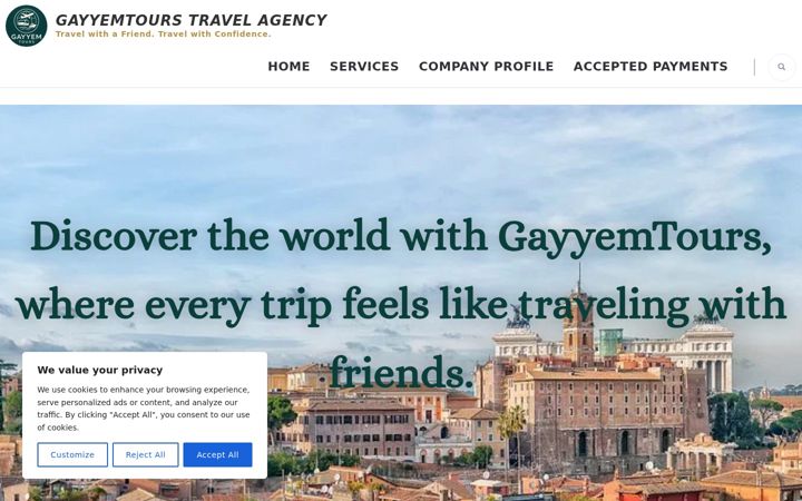 Screenshot of lendseytravelandtours.com