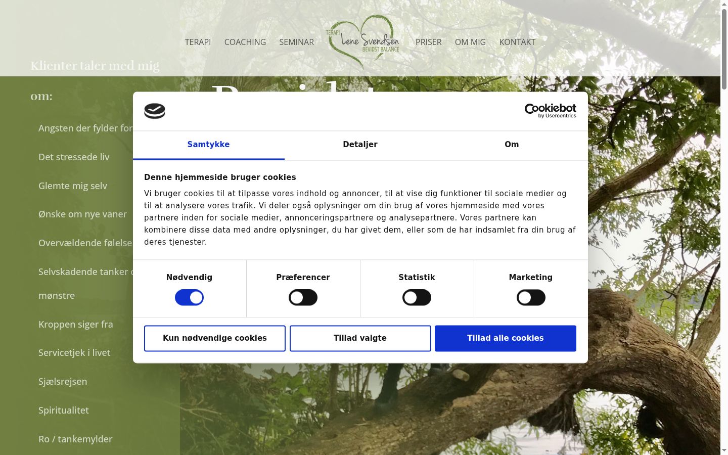 Skärmbild av samtyckesbannern som visades före någon interaktion