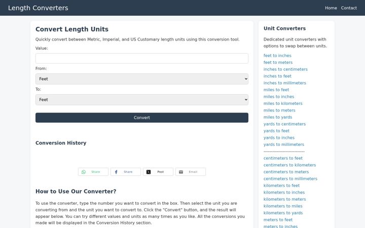 Screenshot of lengthconverters.com