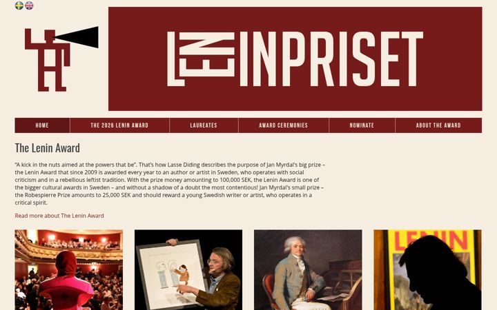 Screenshot of leninpriset.se