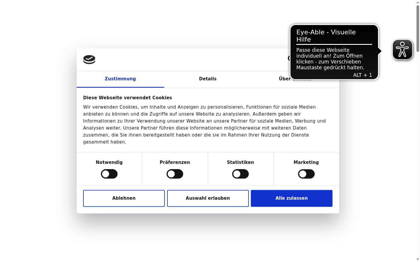 Snímka obrazovky banera súhlasu zobrazeného pred akoukoľvek interakciou