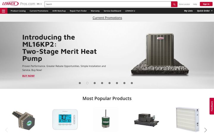 Screenshot of lennoxpros.com