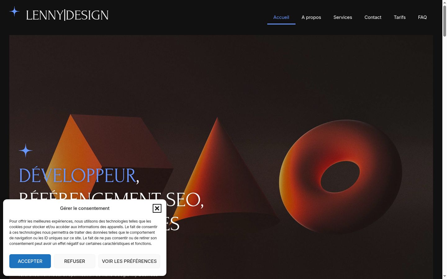 Screenshot del banner di consenso mostrato prima di qualsiasi interazione