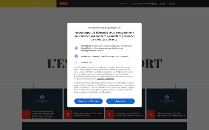 Screenshot of lenquetesport.fr