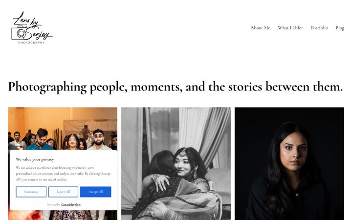 Screenshot of lensbysanjay.com
