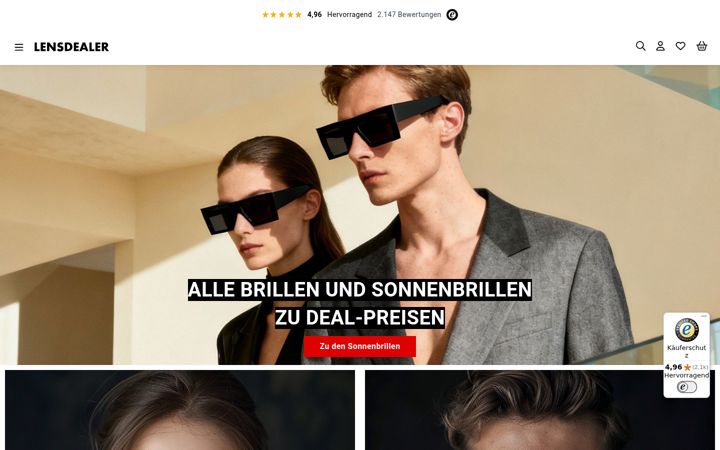 Screenshot of lensdealer.com