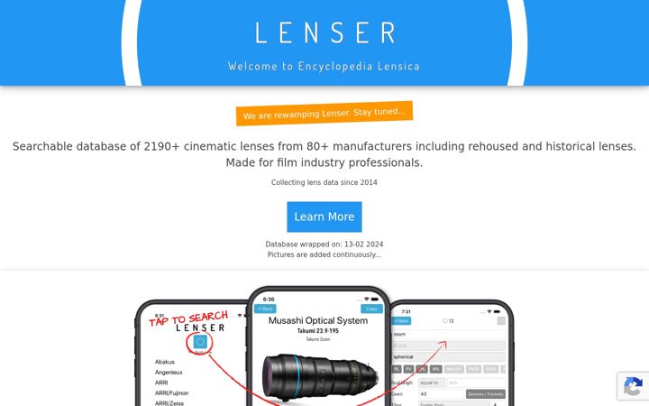 Screenshot of lenserapp.com