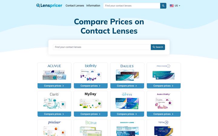 Screenshot of lenspricer.com