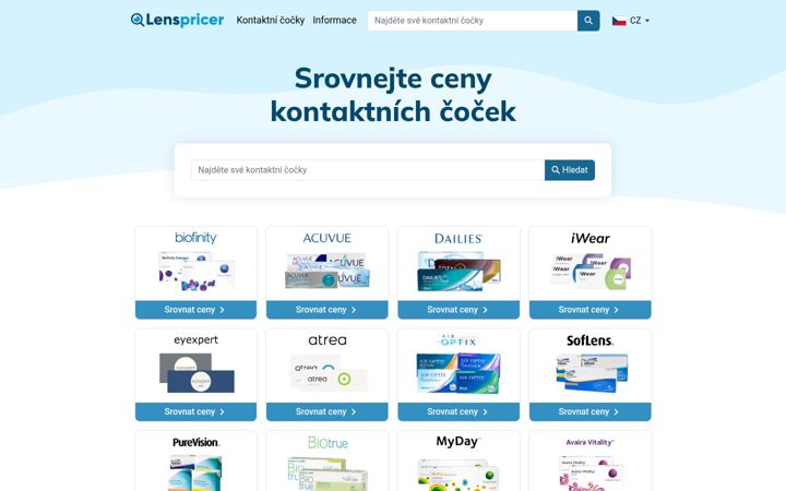 Screenshot of lenspricer.cz