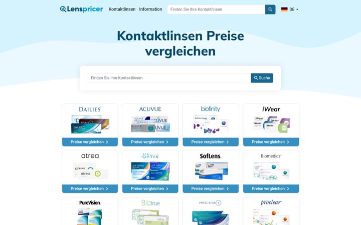 Screenshot of lenspricer.de