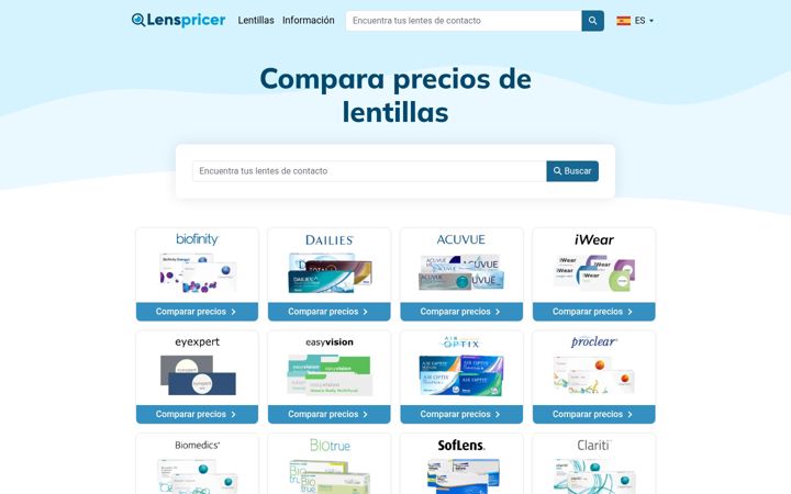 Screenshot of lenspricer.es