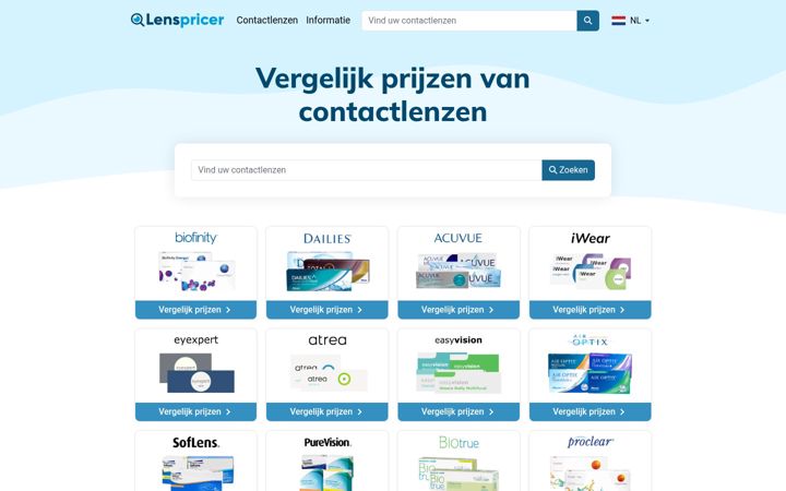 Screenshot of lenspricer.nl