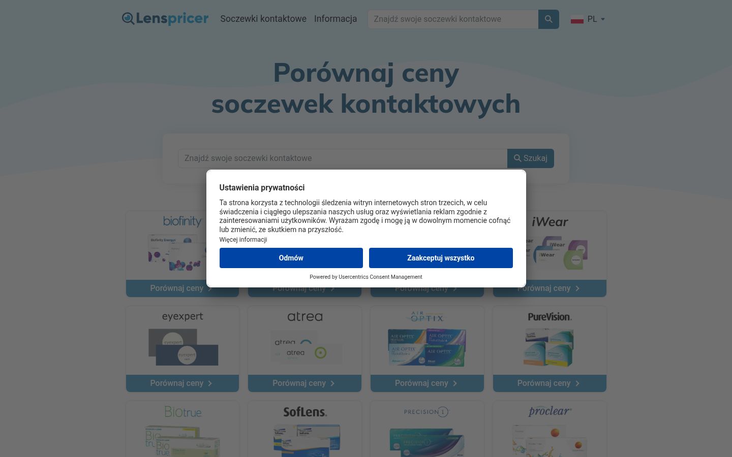 Képernyőkép a bármilyen interakció előtt megjelenő hozzájárulási bannerről
