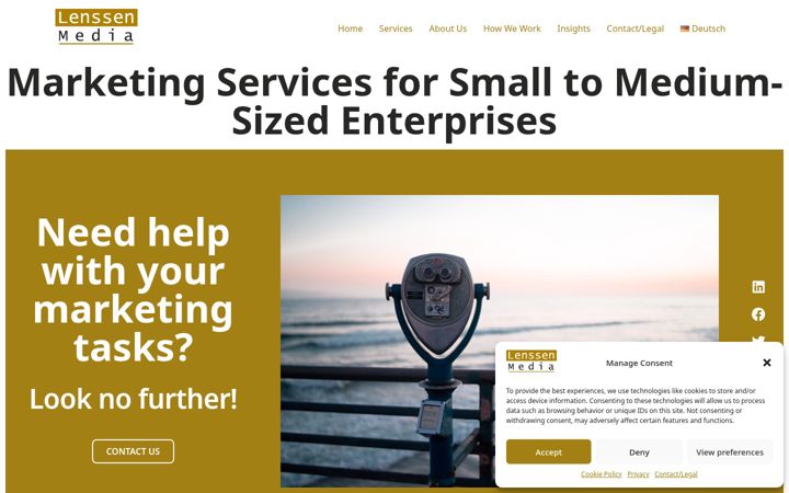 Screenshot of lenssenmedia.com
