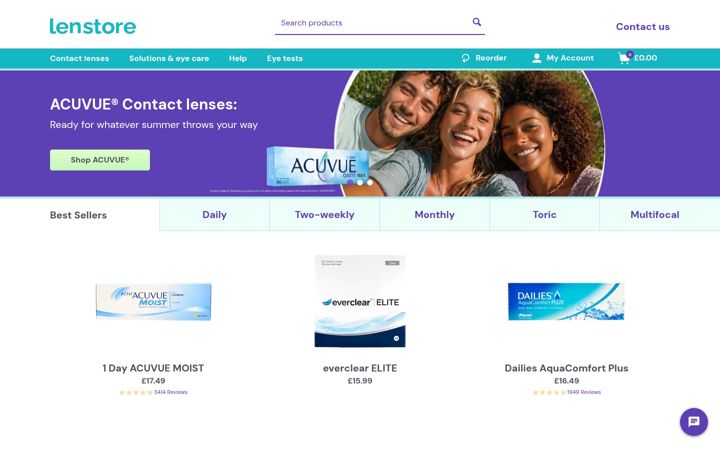 Screenshot of lenstore.co.uk