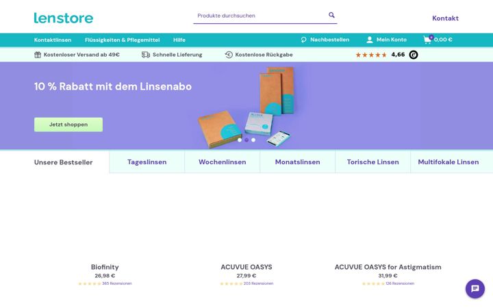 Screenshot of lenstore.de