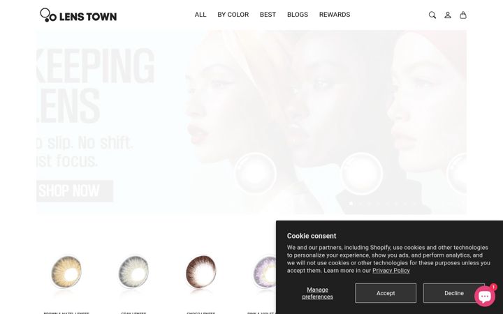 Screenshot di lenstownus.com