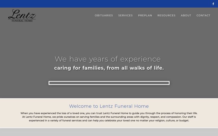 Screenshot of lentzfuneralhome.com